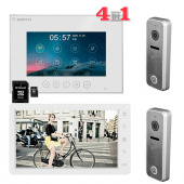 Комплект видеодомофона на 2 точки доступа 2 монитора, 2 вызывные панели AHD 1080p, SD64