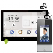 Комплект IP домофона Android с чёрным планшетом 10″ и биометрией по лицу, QR-коду, картам, PIN-коду, арт. 3571