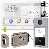 Беспроводной IP домофон 10.1" белый Android с антивандальной панелью, арт. 3587