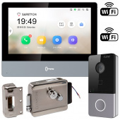 Комплект Wi-Fi видеодомофона 7" с замком из нержавейки, панель пластик арт. 3582