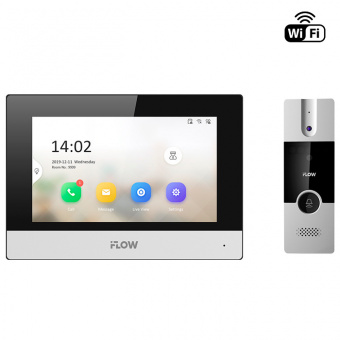 Комплект гибридного IP видеодомофона F-VI-5342H: 7″ монитор (Wi-Fi, PoE, приложение) + 4-проводная аналоговая панель