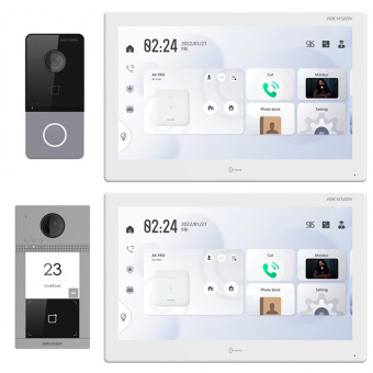 Комплект IP домофона Hikvision 10" Android Wi-Fi на 2 IP панели и 2 IP монитора, арт. 3508