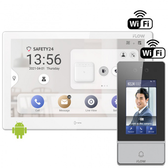 Комплект IP домофона с планшетом 10″ Android и биометрией по лицу, QR-код, карты, PIN-код, арт. 3570
