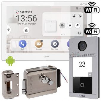 Беспроводной IP домофон 10.1" белый Android с антивандальной панелью, арт. 3587